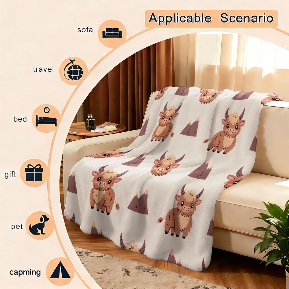 Cute Highland Cow Print Flanne - Highland Home Textiles review and price