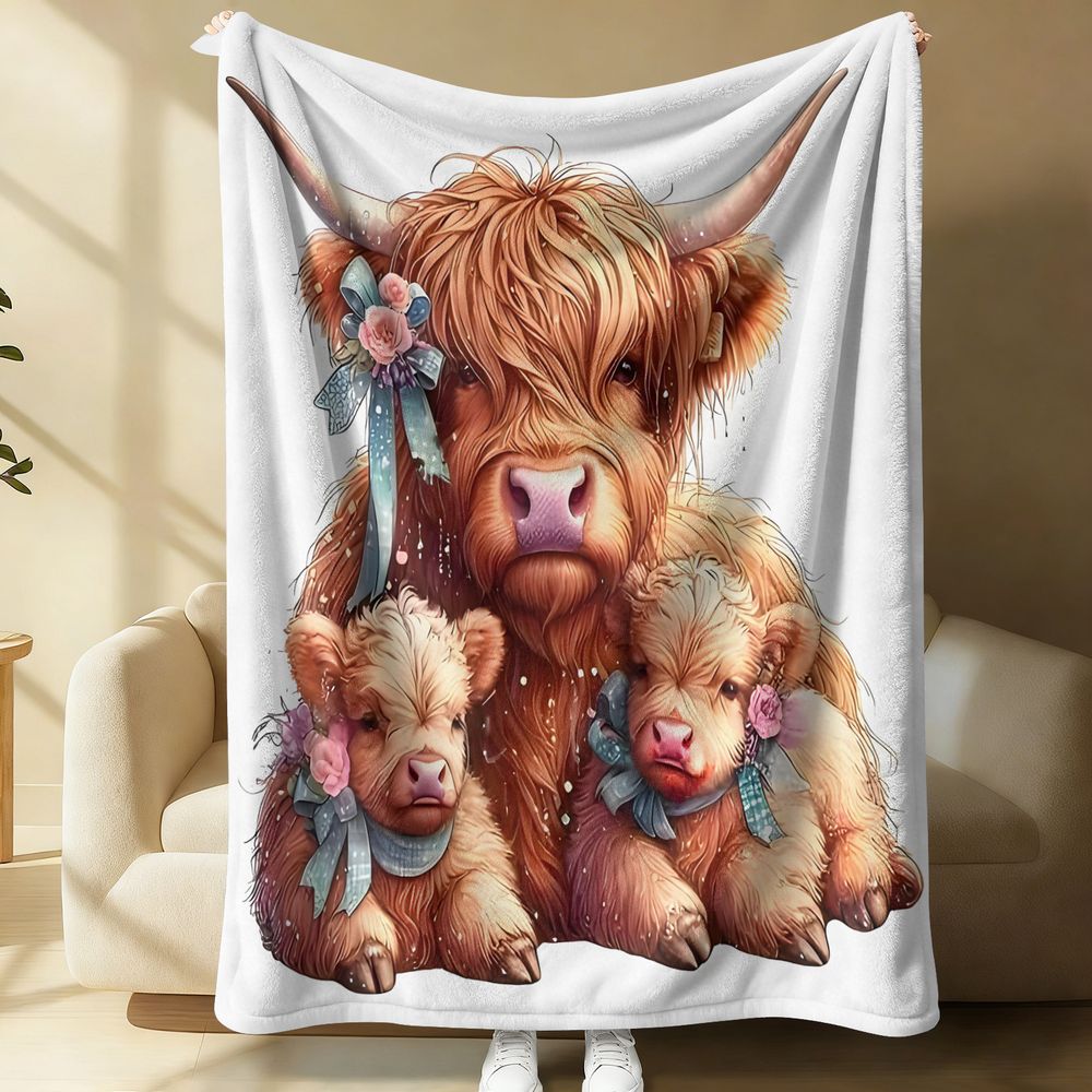 Highland Cow Print Blanket Fla - Highland Home Textiles review and price
