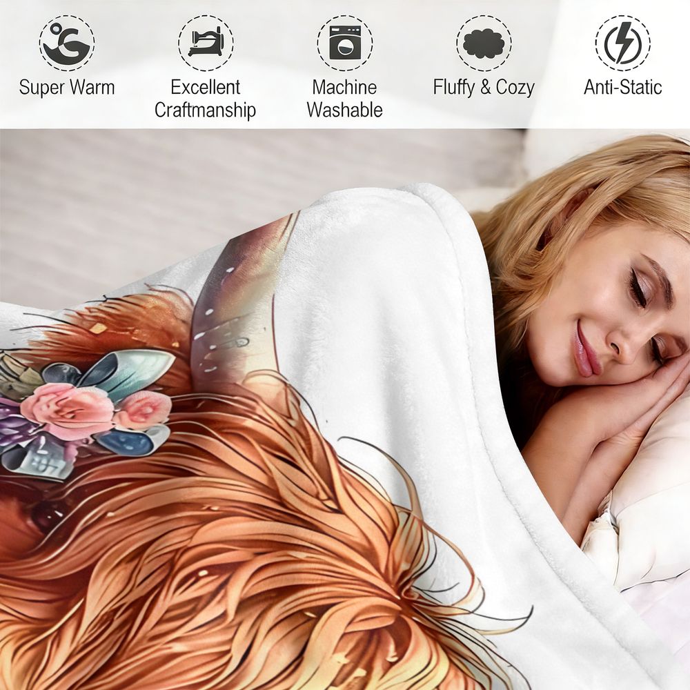 Highland Cow Print Blanket Fla - Highland Home Textiles review and price