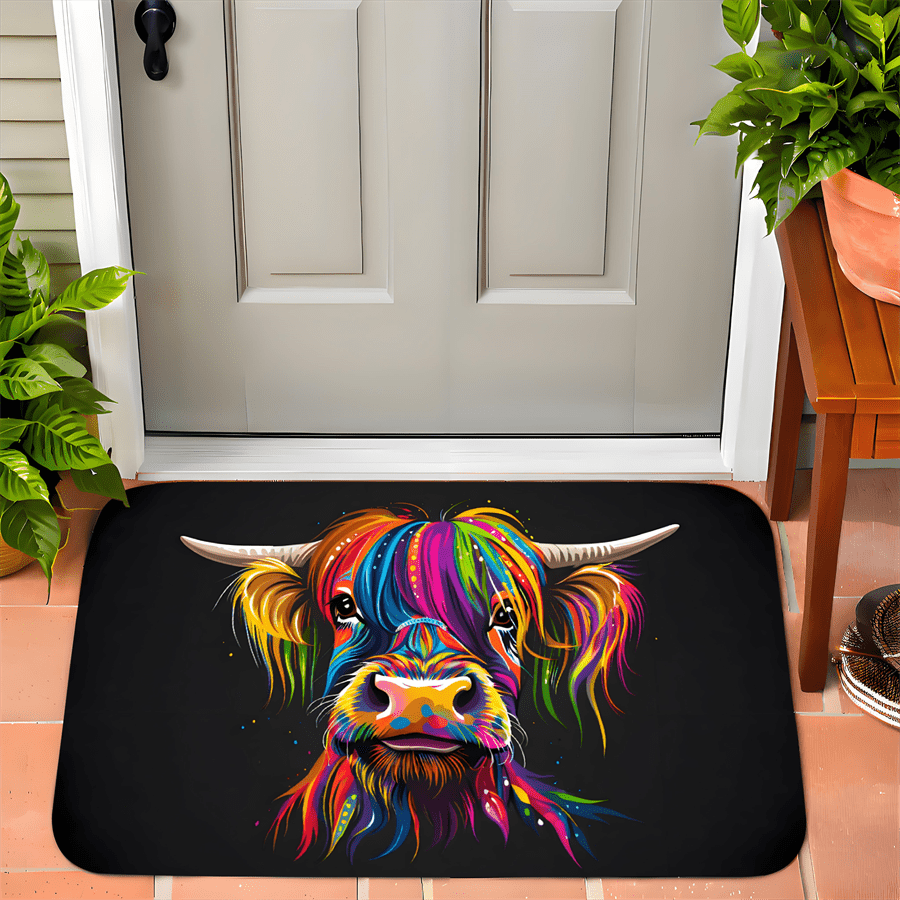Colorful Highland Cow Welcome  - Highland Home Textiles review and price