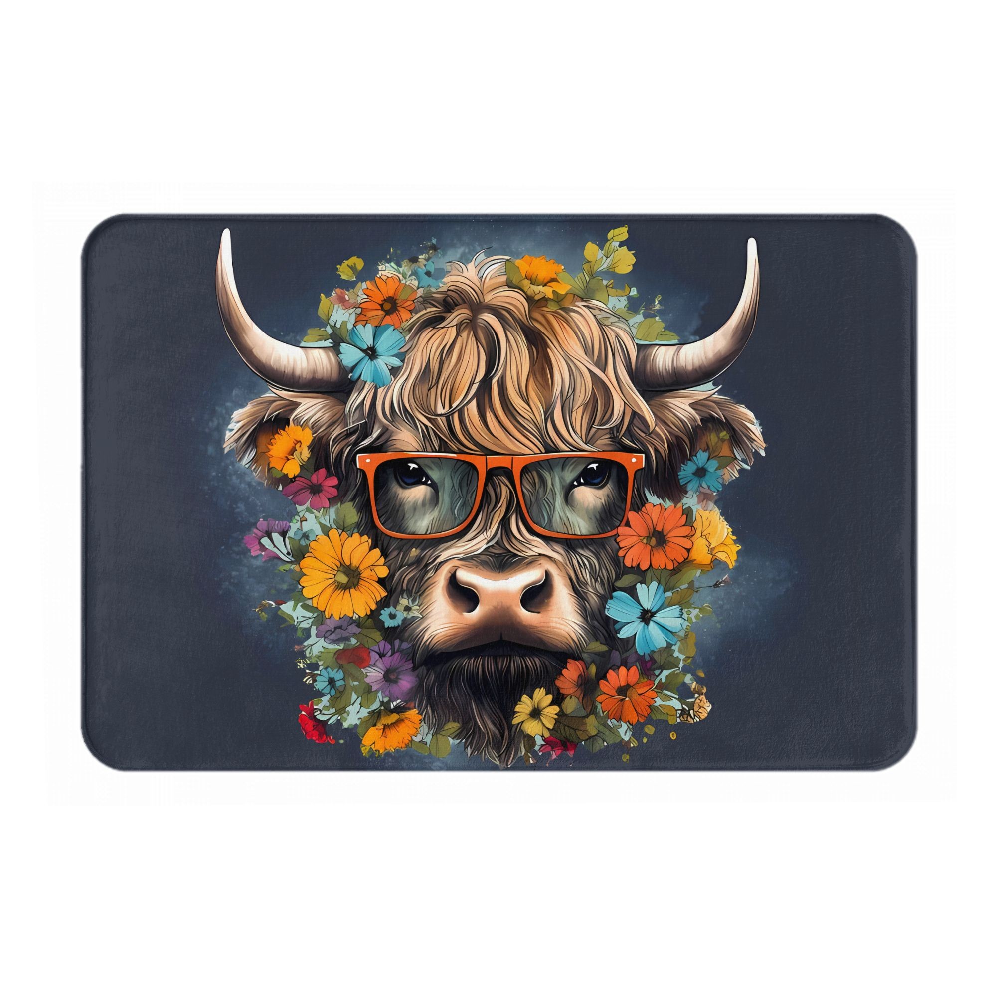Highland Cow With Glasses Flor - Highland Home Textiles review and price