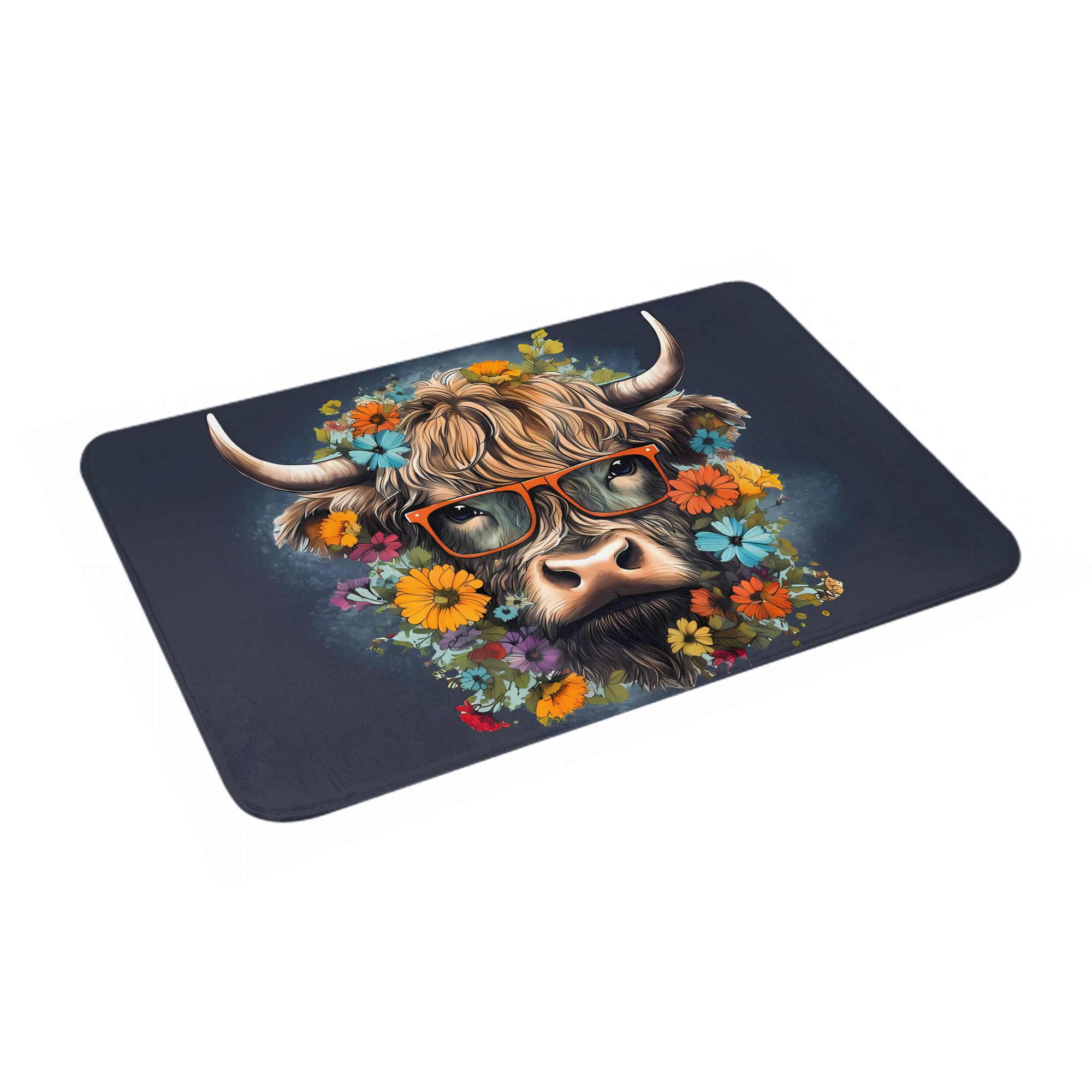 Highland Cow With Glasses Flor - Highland Home Textiles review and price