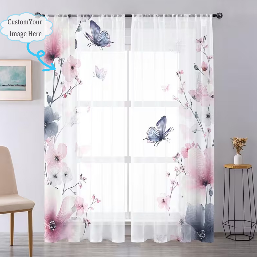 Custom 2D Flat 2pcs Sheer Curt - Home Textiles Curtains review and price