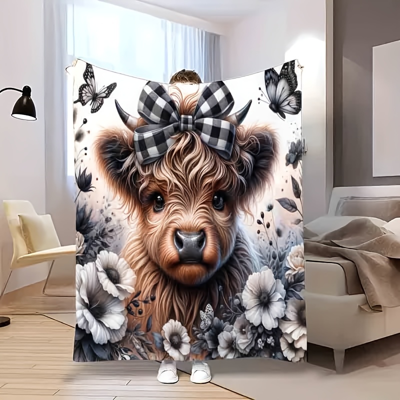 Highland Cow Plaid Blanket - C - Highland Home Textiles review and price