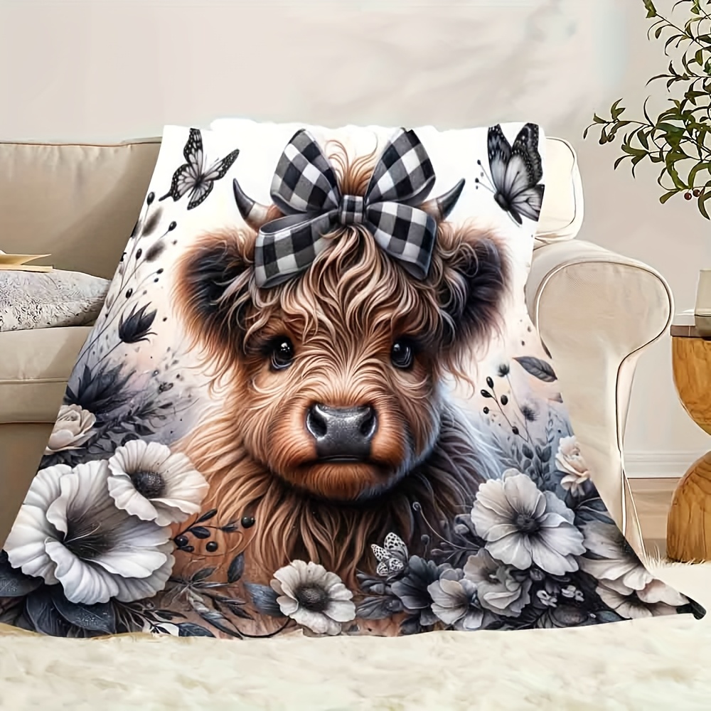 Highland Cow Plaid Blanket - C - Highland Home Textiles review and price