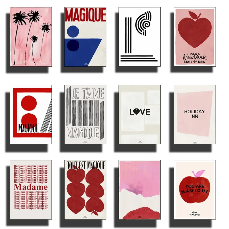 Modern Nordic Retro Art Red Lo - Home Textiles France review and price